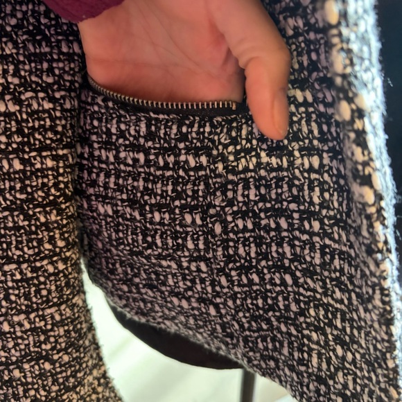 Metaphor Black & White Single-Snap Lined Collarless Tweed Blazer Women’s Size M - Picture 3 of 9